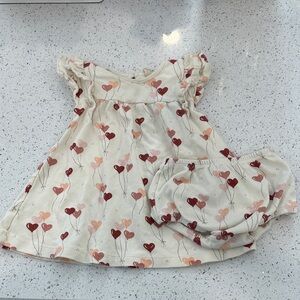 Quincy Mae Cream and Red Heart Baby Dress with Bloomers